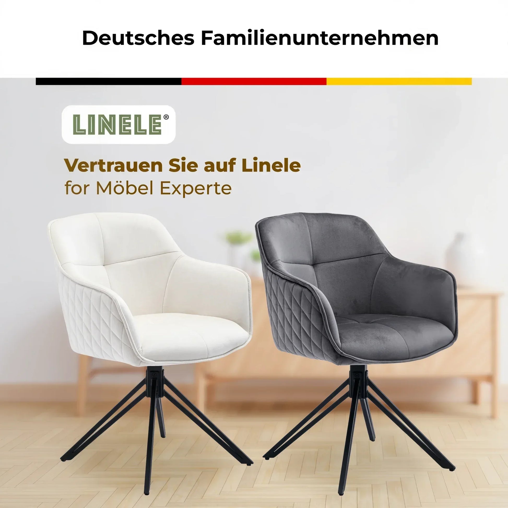 Esszimmerstuhl Beige – 360° Drehbar mit Samt-Stoff - LINELE