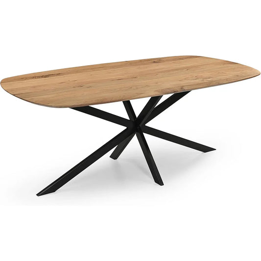 Esszimmertisch Oval Akazienholz – Massivholz mit Spider-Gestell - LINELE