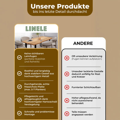 Baumkantentisch Akazienholz – Massivholz Esstisch mit U-Gestell - LINELE