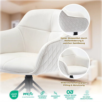 Esszimmerstuhl Beige – 360° Drehbar mit Samt-Stoff - LINELE