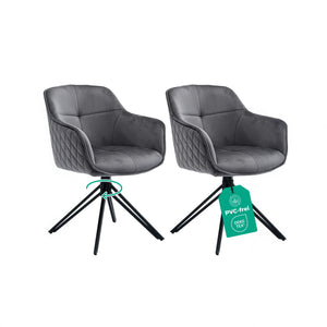 Esszimmerstuhl Dunkelgrau – 360° Drehbar mit Samt-Stoff - LINELE
