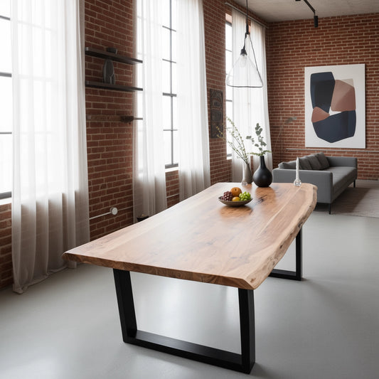 Baumkantentisch Akazienholz – Massivholz Esstisch mit U-Gestell