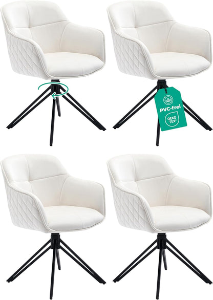 Esszimmerstuhl Beige Samt 4er Set – 360° Drehbar - LINELE