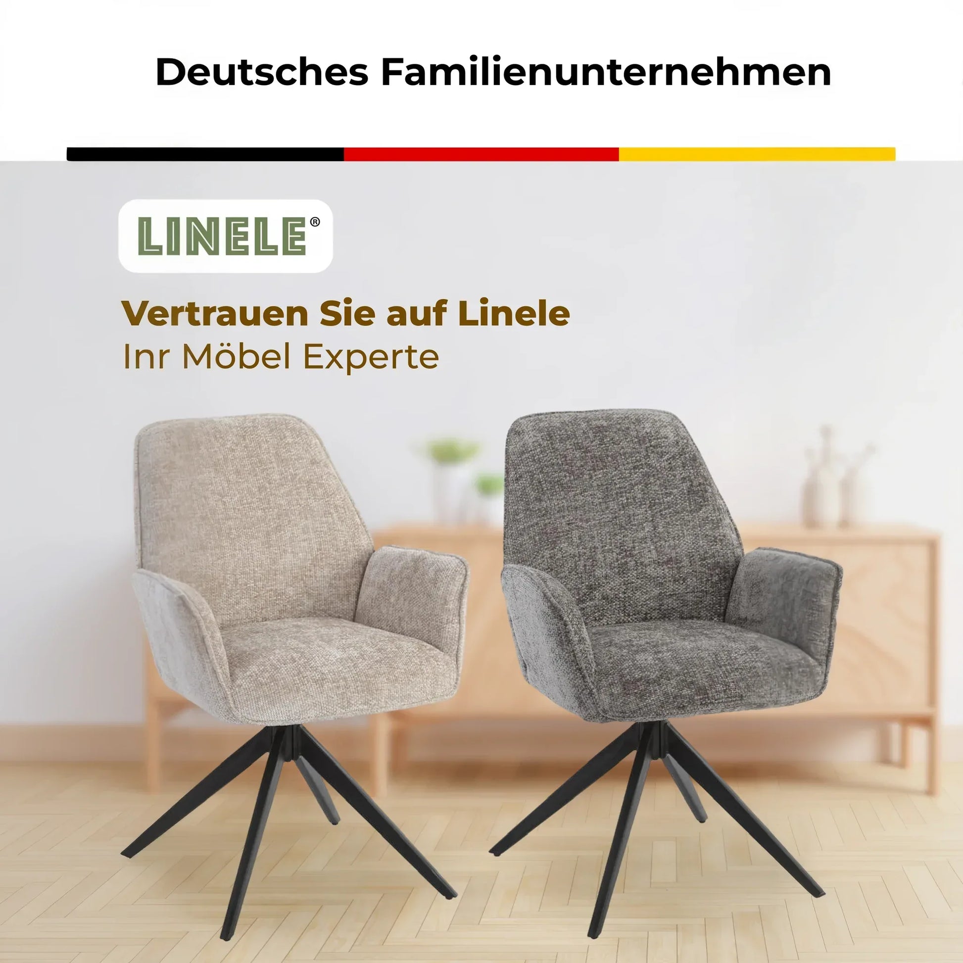 Esszimmerstuhl Beige – 360° Drehbar mit Chenille-Stoff - LINELE
