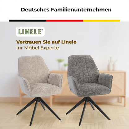 Esszimmerstuhl Beige – 360° Drehbar mit Chenille-Stoff - LINELE
